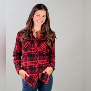 Red Camel Red and Black Plaid Button Down Shirt